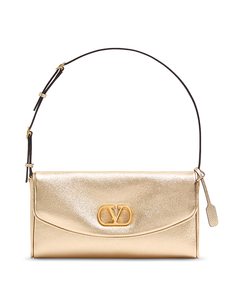 Valentino Garavani Small VLogo Metallic Leather Shoulder Bag