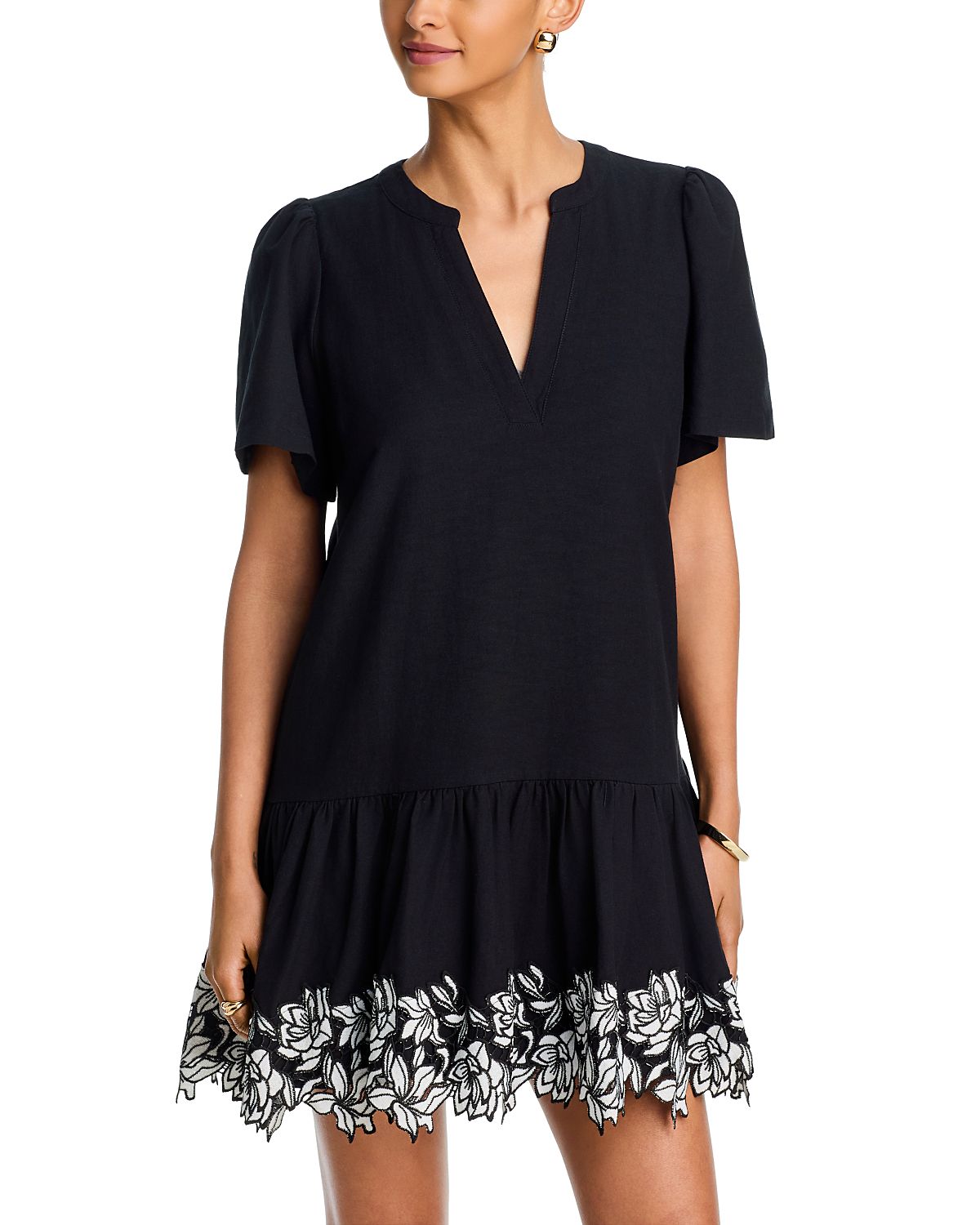 Aqua Embroidered Hem Mini Dress - Exclusive