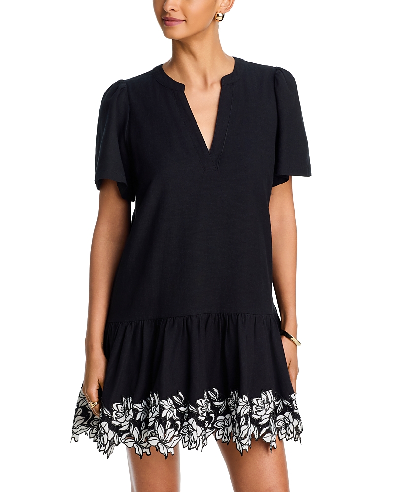 Aqua Embroidered Hem Mini Dress - Exclusive
