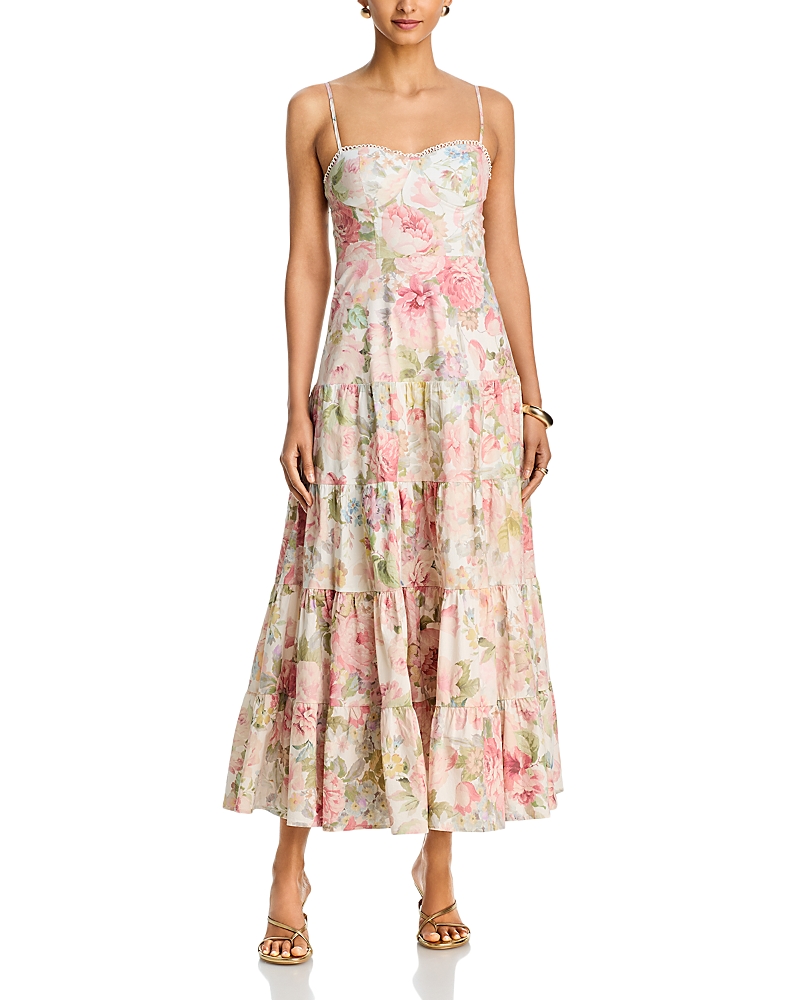 Aqua Floral Bustier Maxi Dress - Exclusive