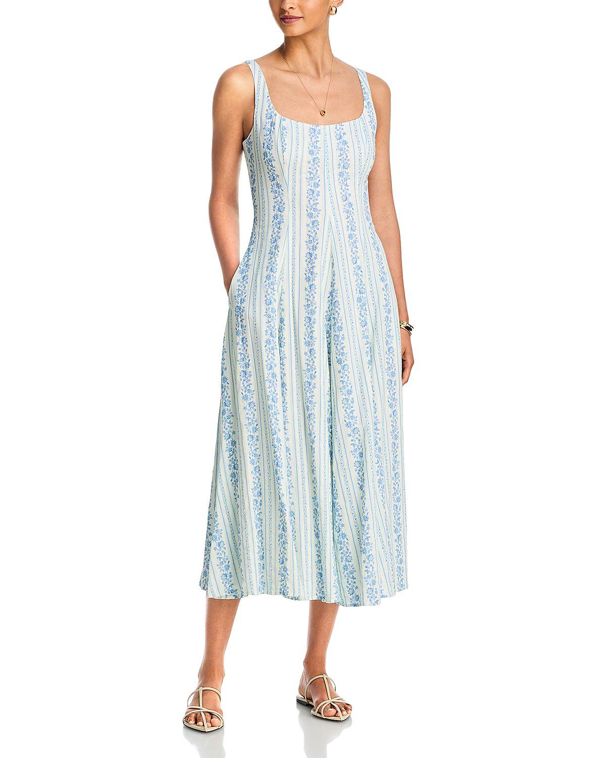 Aqua Wallpaper Stripe Midi Dress - Exclusive