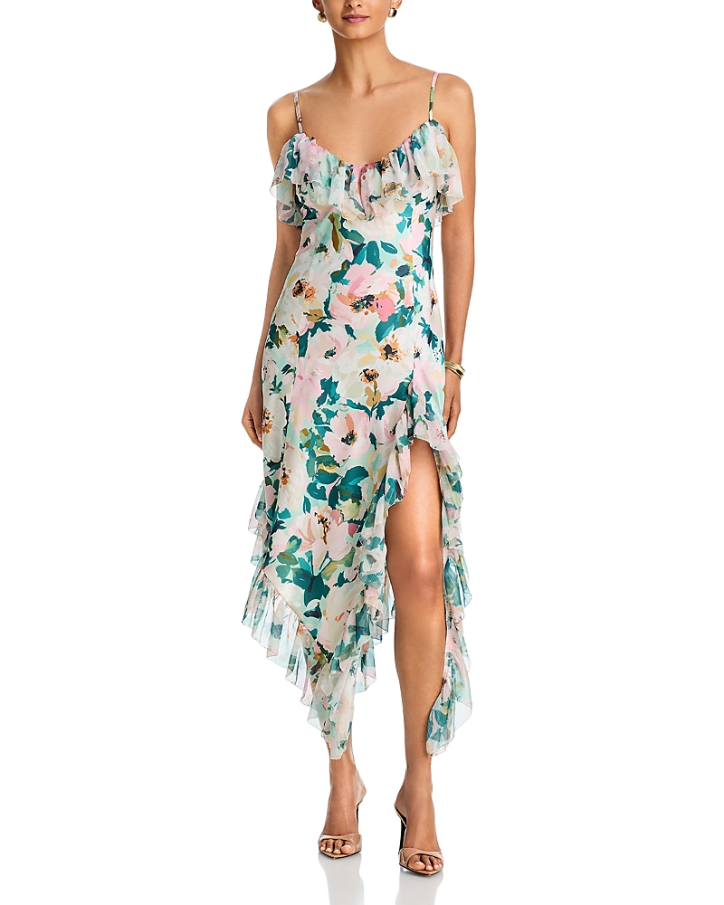 Aqua Floral Ruffle Maxi Dress - Exclusive