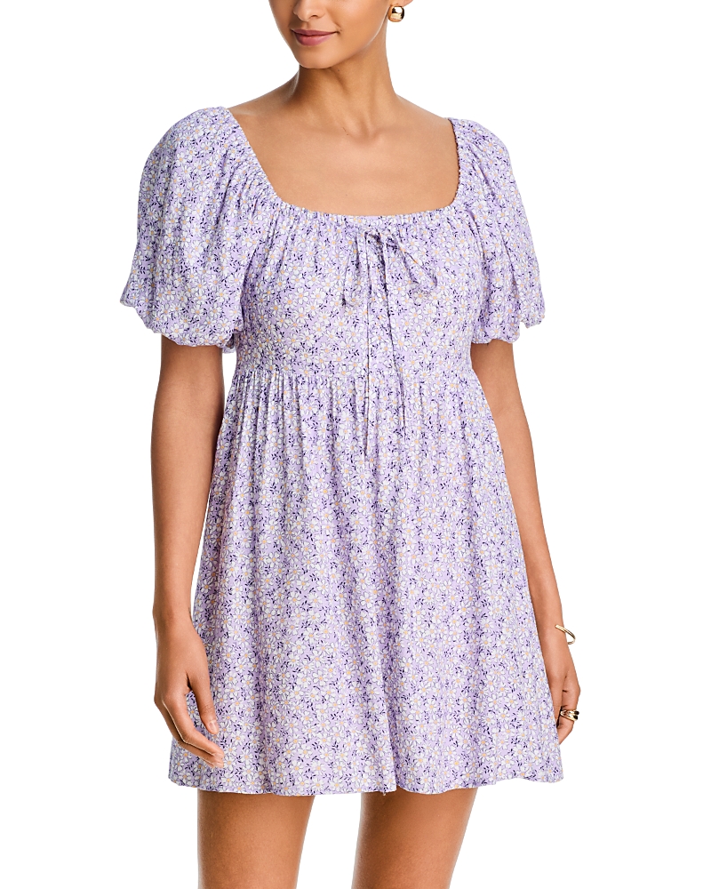 Aqua Daisy Lace Up Mini Dress - Exclusive
