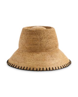 Blanket Stitch Raffia Straw Sun Hat