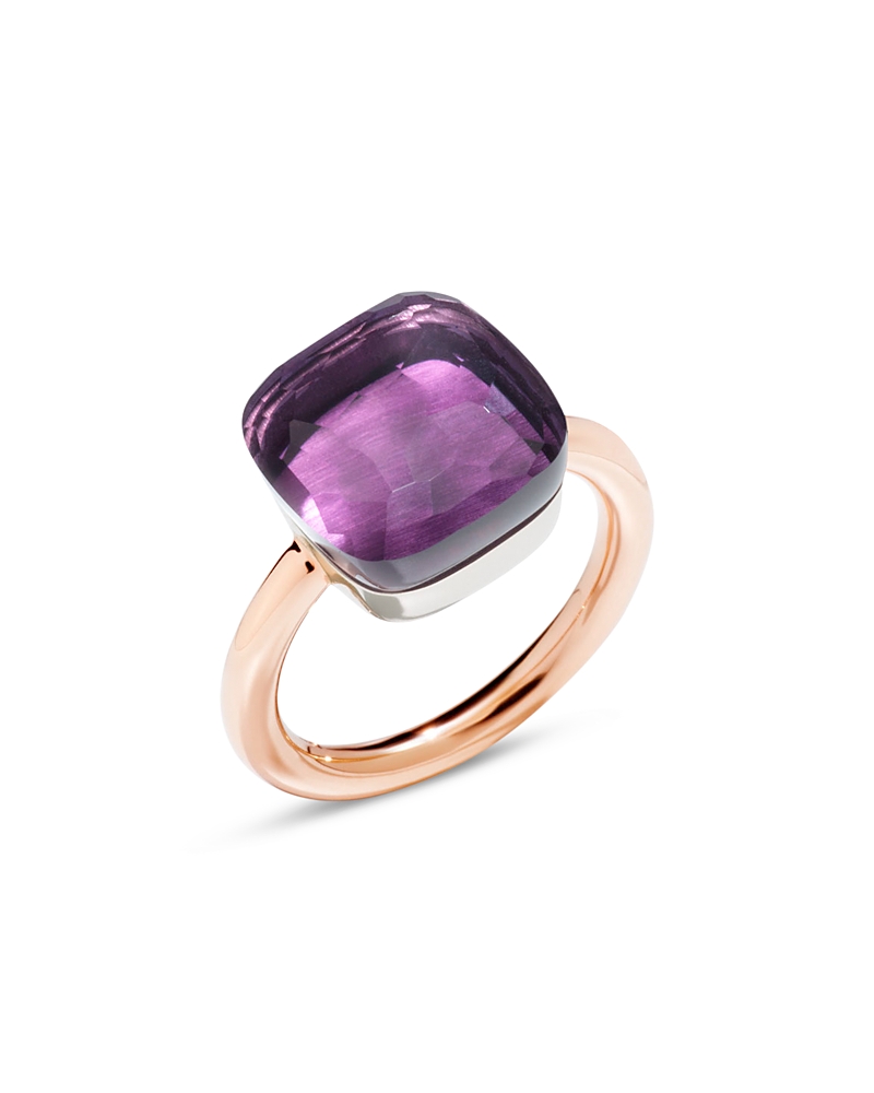 Pomellato 18K White & Rose Gold Nudo Amethyst Cushion Cut Solitaire Ring