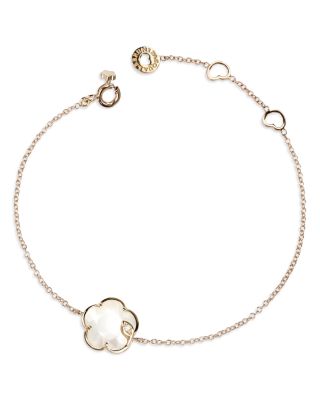 18K Rose Gold Petit Joli Pearl of the Moon Gem & Diamond Flower Chain Bracelet