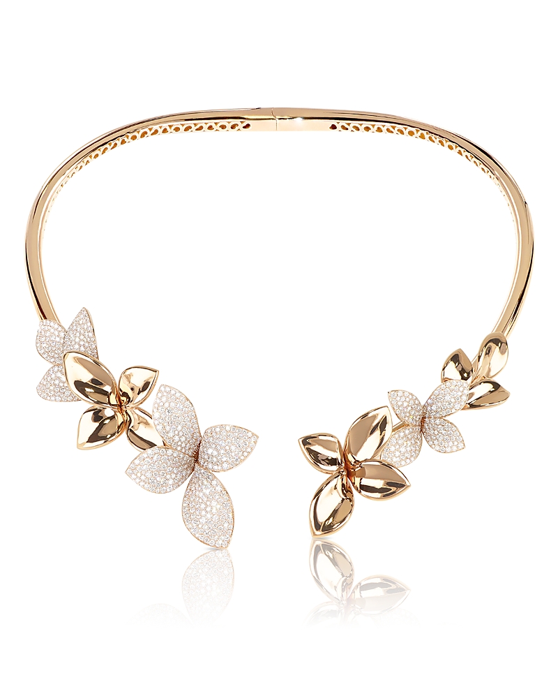 Pasquale Bruni 18K Rose Gold Giardini Segreti Diamond Pave Floral Open Collar Necklace, 6.60 tcw