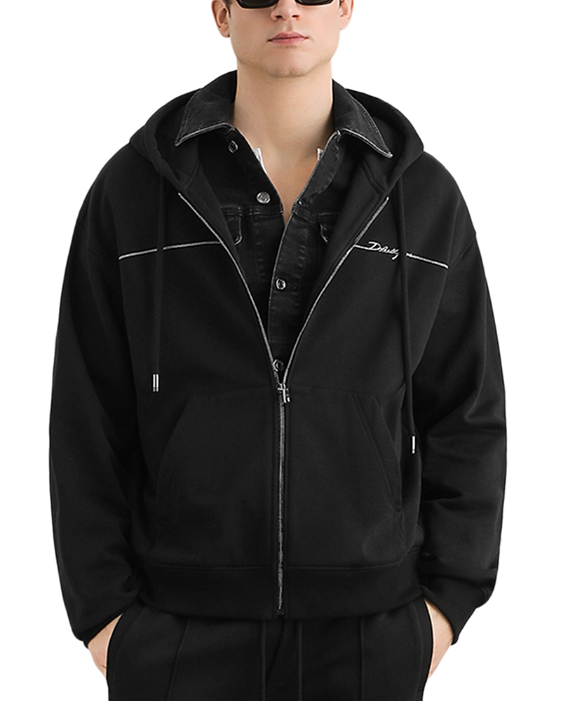 Dolce & Gabbana Zip Logo Drawstring Hooded Sweatshirt