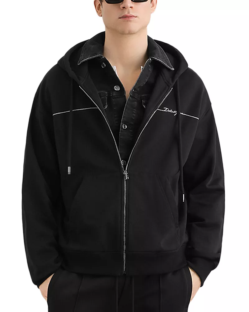 Dolce & Gabbana Zip Logo Drawstring Hooded Sweatshirt