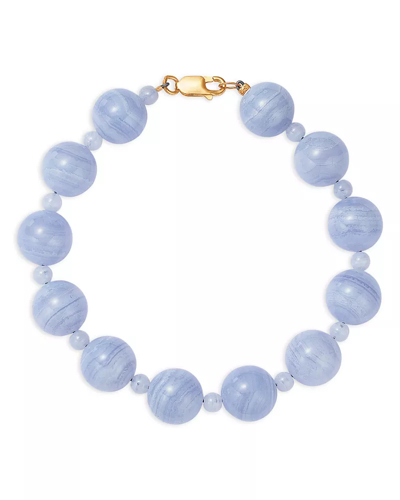 Bloomingdale's Fine Collection Blue Lace Agate Beaded Bracelet in 14K Yellow Gold