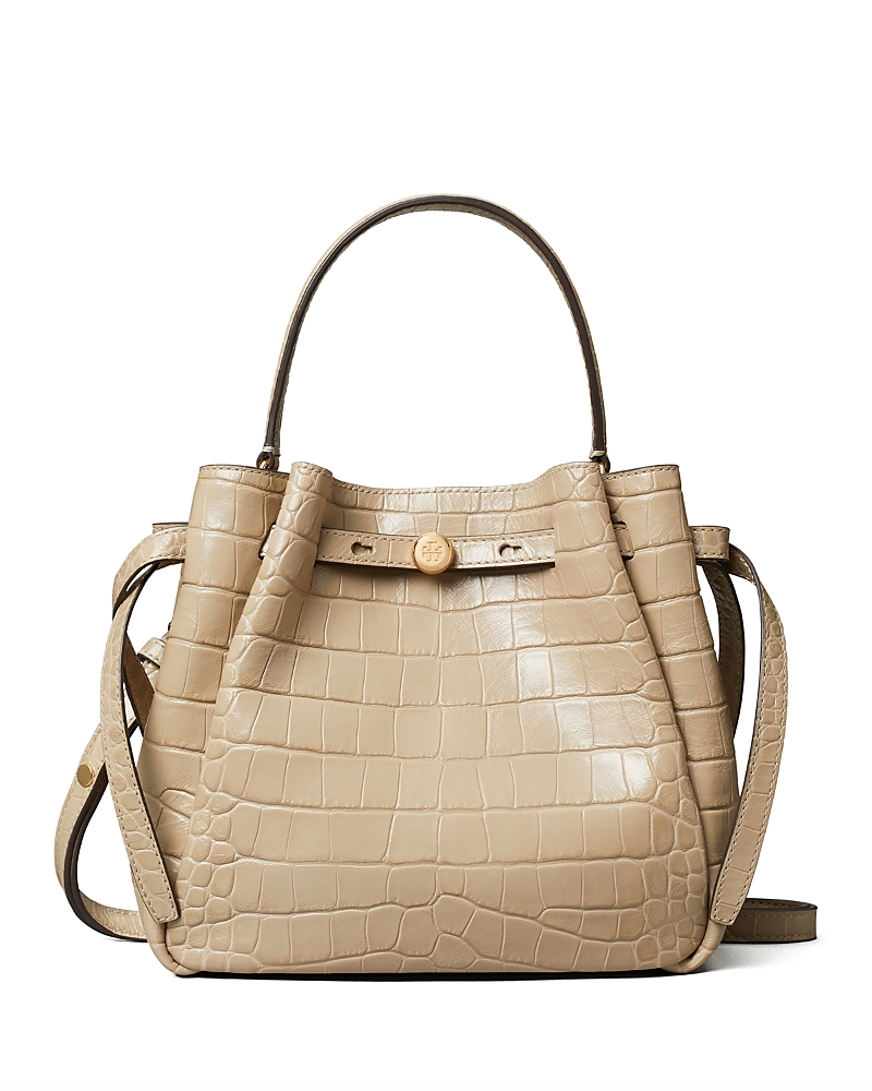 Tory Burch Romy Croc Embossed Leather Bucket Bag