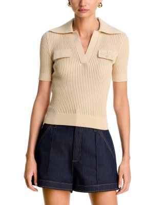 Embroidered Knit Polo Top 