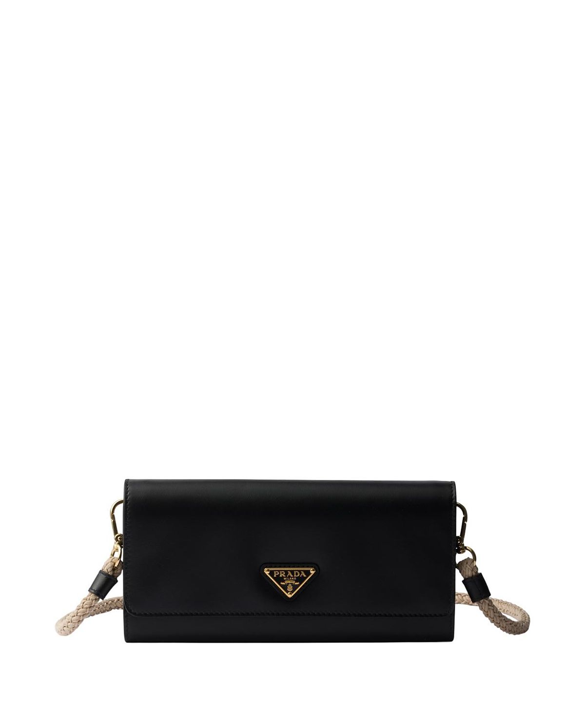 Prada Leather Wallet With Shoulder Strap