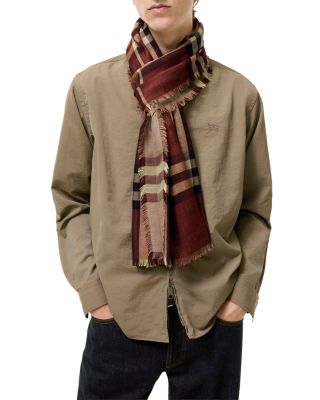 Wide Reversible Check Wool Silk Scarf