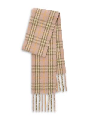 Narrow Check Alpaca Wool Blend Scarf