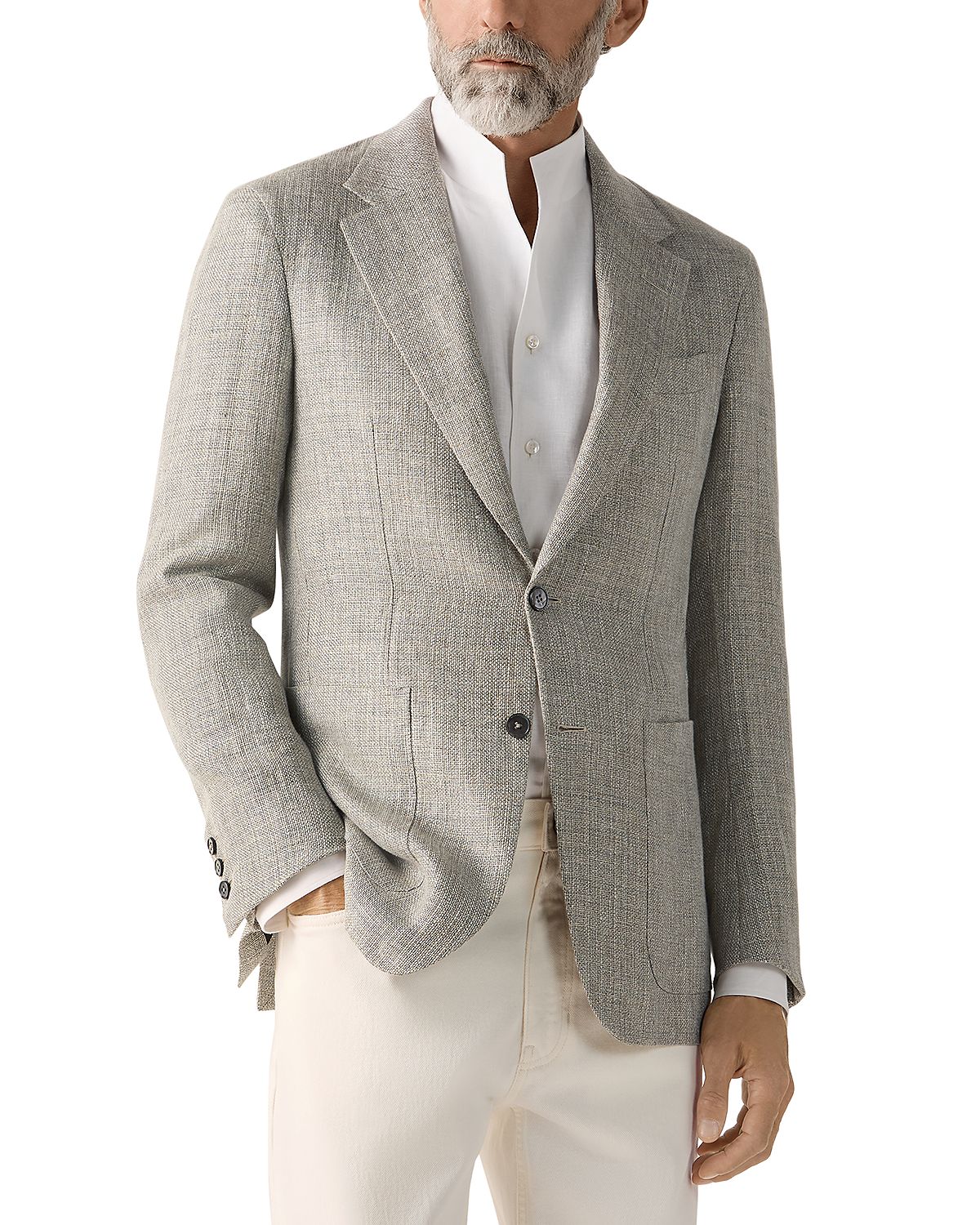Zegna Crossover Linen, Wool & Silk Blend Jacket