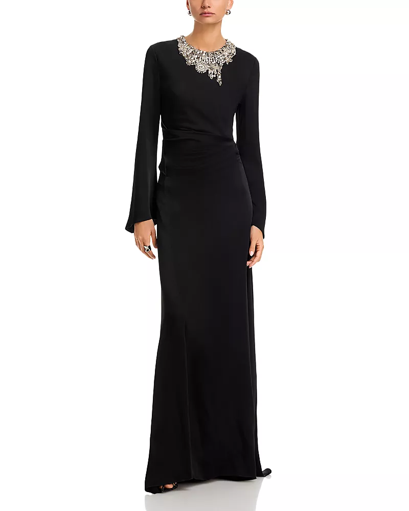 McQueen Party Jewels Satin Gown