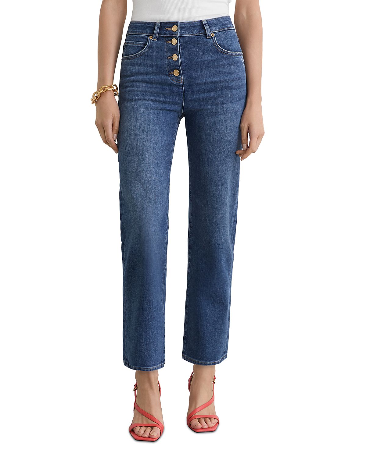 Reiss Petites Lana Mid rise Straight Leg Jeans
