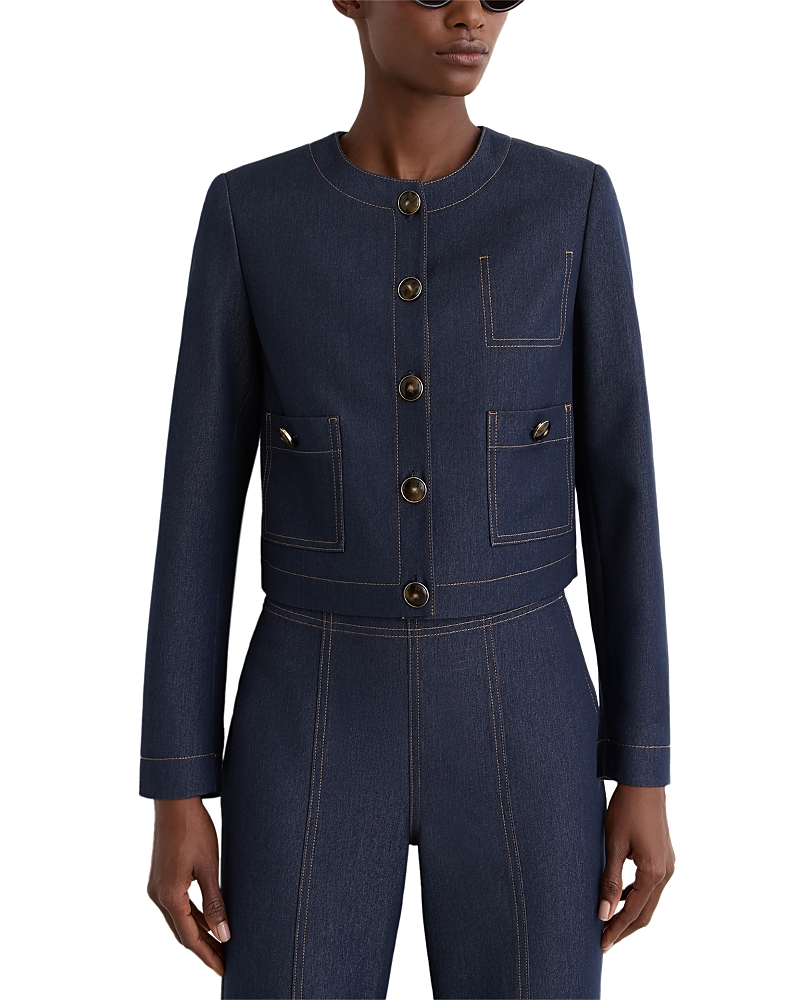 Reiss Edie Denim Look Cropped Jacket