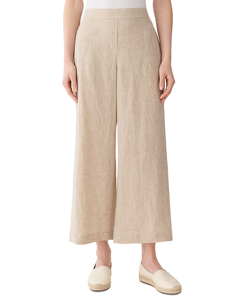 Lafayette 148 New York Columbus Linen Cropped Wide Leg Pants