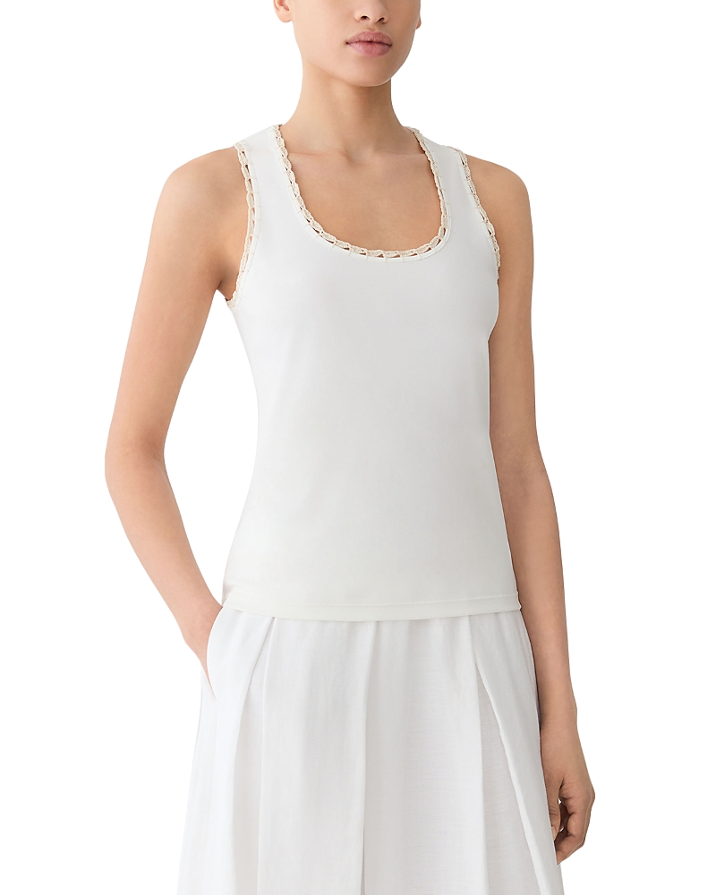 Lafayette 148 New York Crochet Trim Scoop Neck Tank