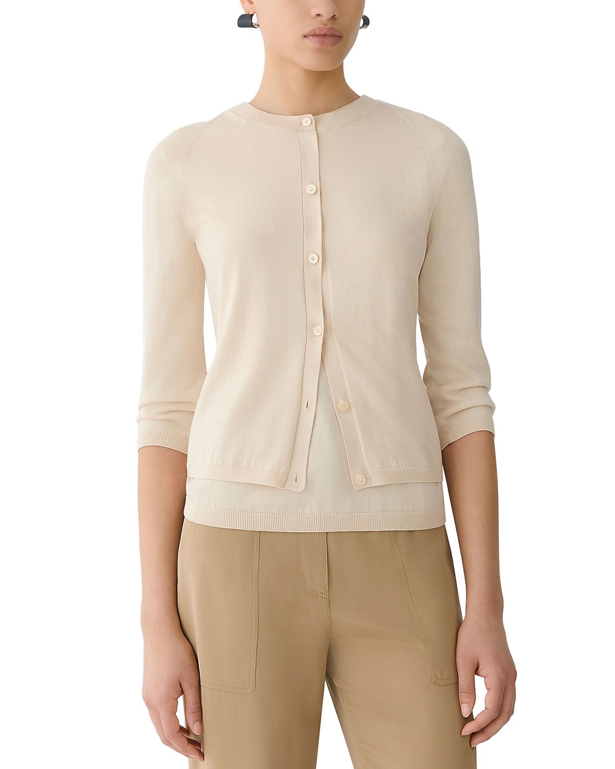 Lafayette 148 New York Cropped Button Front Cardigan