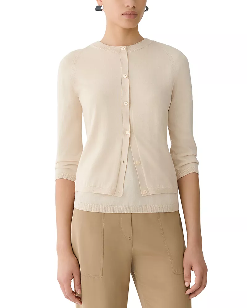 Lafayette 148 New York Cropped Button Front Cardigan