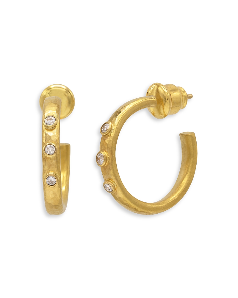 Gurhan 18K, 22K, & 24K Yellow Gold Hoopla Diamond Hoop Earrings, 0.16 tcw