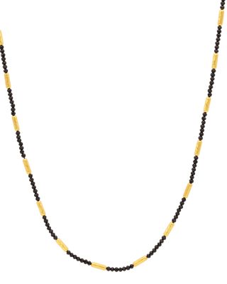 18K & 24K Yellow Gold Vertigo Black Spinel & Hammered Bead Collar Necklace, 18.5"
