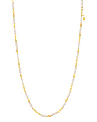 18K & 24K Yellow Gold Oyster Freshwater Pearl Collar Necklace, 18"