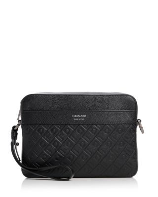 Embossed Monogram Leather Shoulder Bag