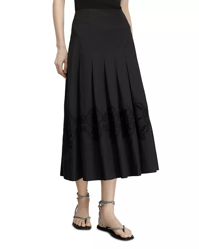 Veronica Beard Fynnley Eyelet Midi Skirt