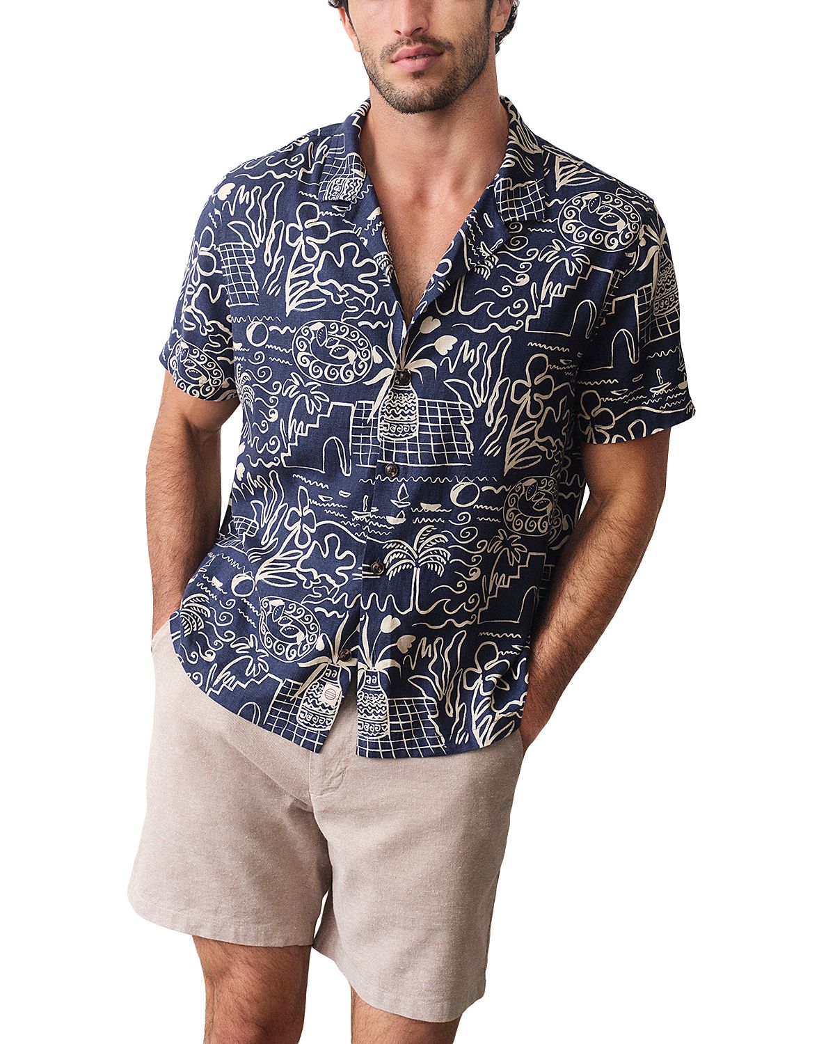 Marine Layer Pablo Tencel Linen Blend Resort Shirt