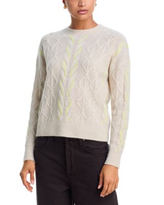 100% Cashmere Cable Knit Crewneck Sweater - Exclusive