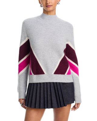100% Cashmere Striped Mock Neck Sweater - Exclusive