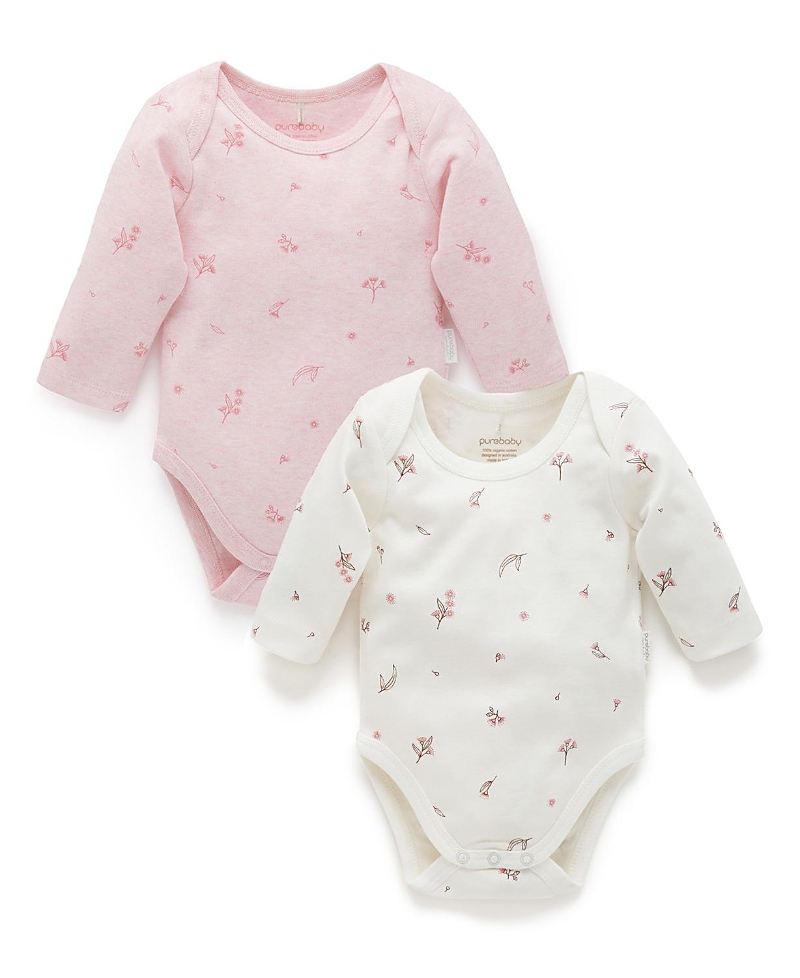 Purebaby Girls' 2 pack Long Sleeve Bodysuit - Baby