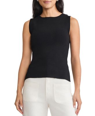 Ming Wang Boat Neck Ribbed Soft Knit Tank