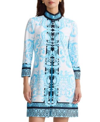 Ming Wang Lined Printed Stretch Deco Crepe Jacket