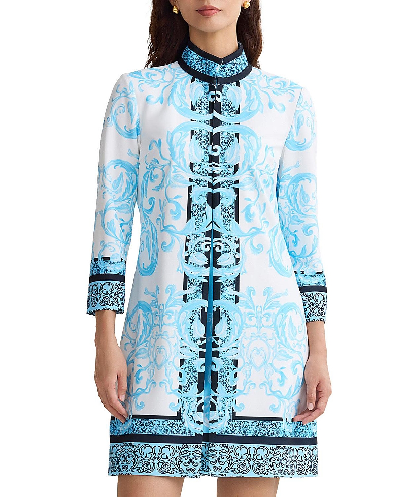 Ming Wang Lined Printed Stretch Deco Crepe Jacket