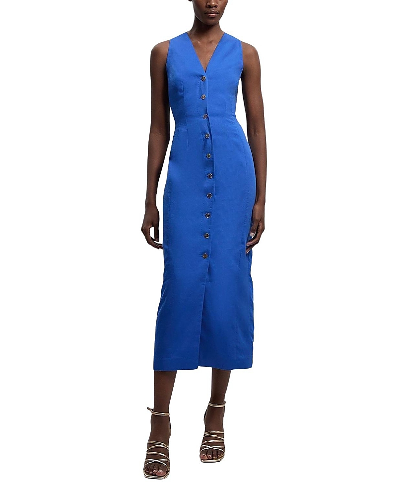 Karen Millen Tailored Linen Corset Back Midi Dress