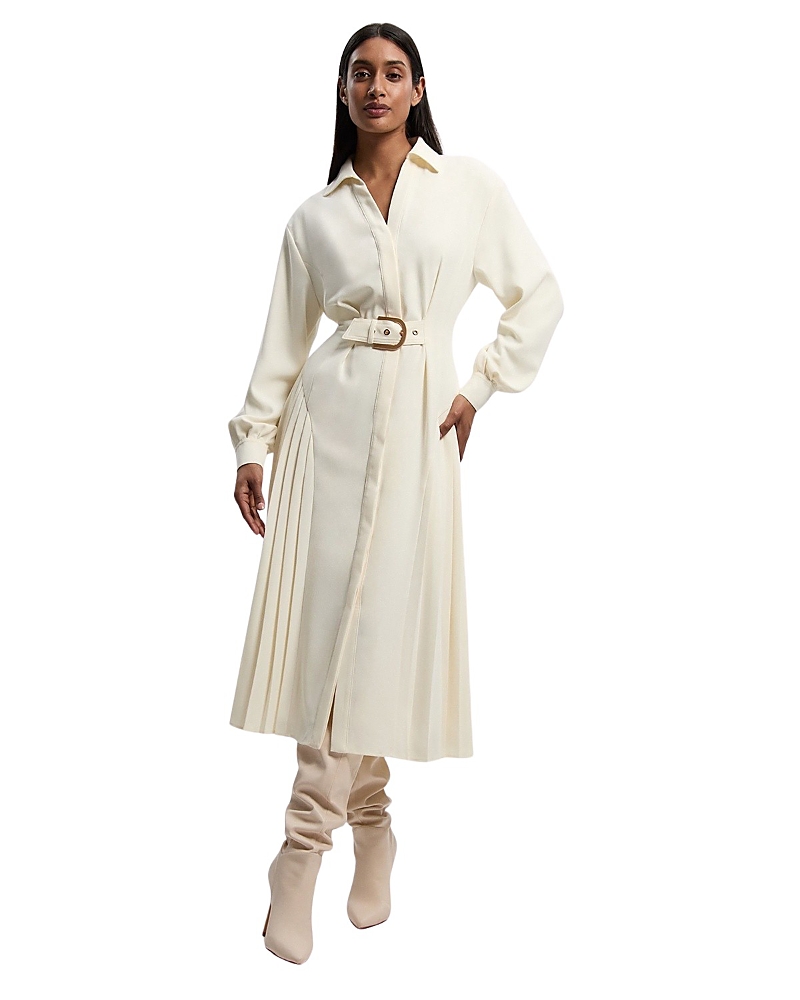 Karen Millen Tailored Crepe Belted Pleated Midi Dress