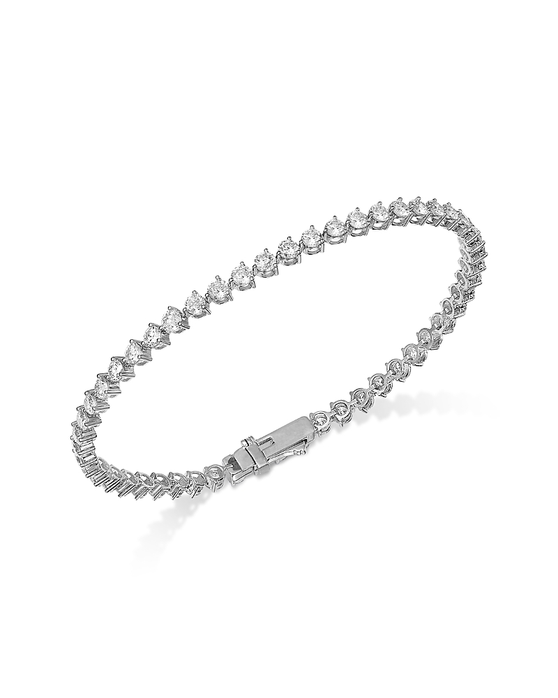 Bloomingdale's Fine Collection Luxe Collection Certified Lab Grown Diamond Tri Prong Tennis Bracelet in 14K White Gold, 4.0 tcw