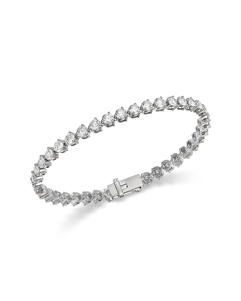 Bloomingdale's Fine Collection Luxe Collection Certified Lab Grown Diamond Tri Prong Tennis Bracelet in 14K White Gold, 8.0 tcw