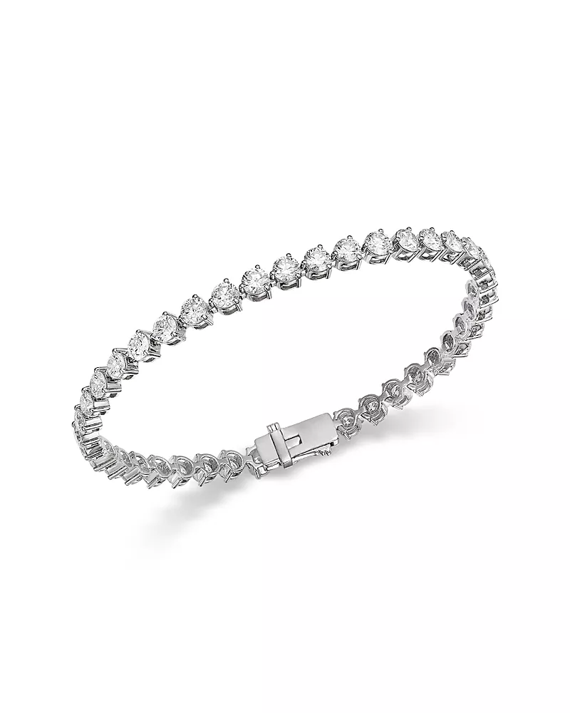 Bloomingdale's Fine Collection Luxe Collection Certified Lab Grown Diamond Tri Prong Tennis Bracelet in 14K White Gold, 8.0 tcw