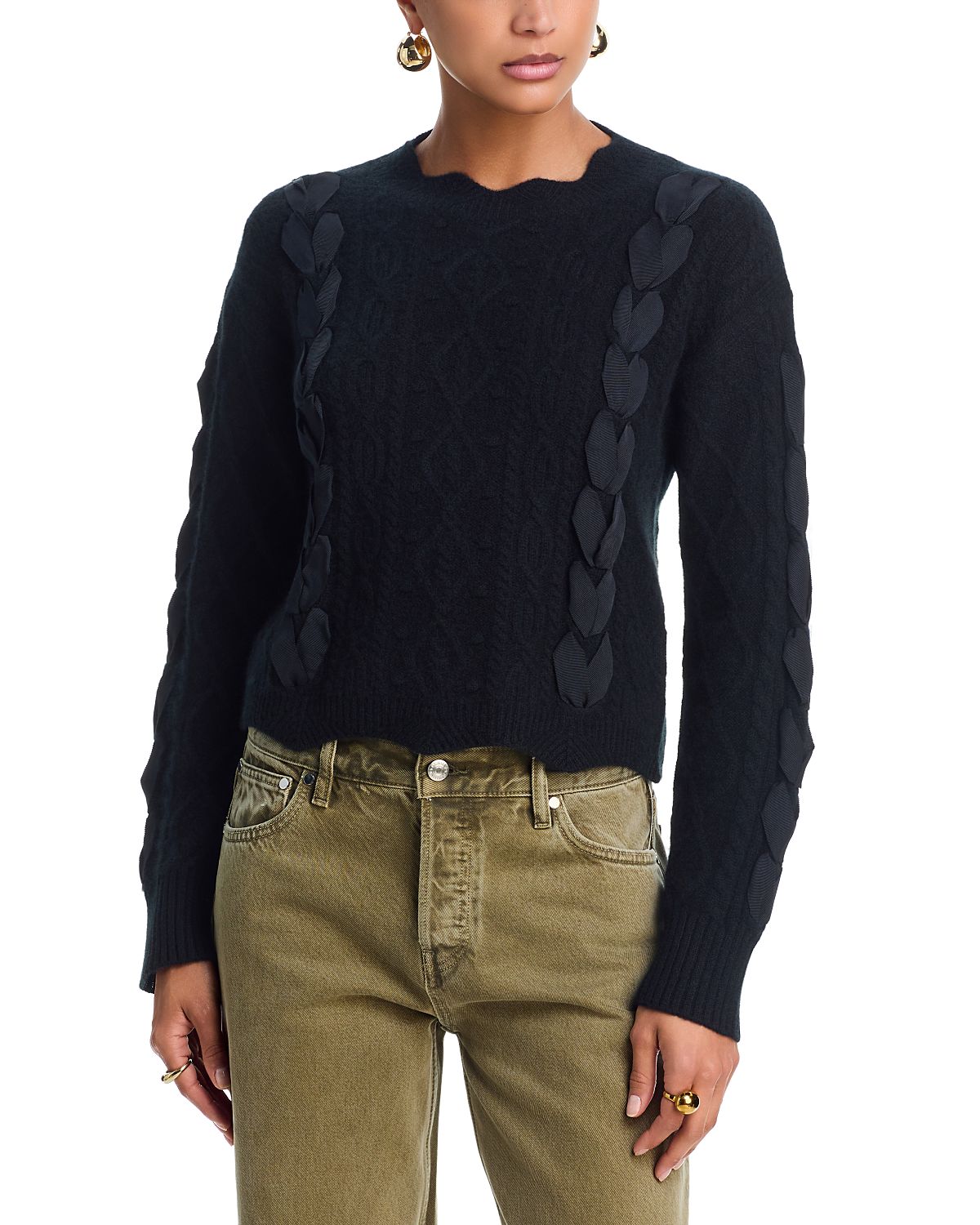 Aqua Cashmere Ribbon Crewneck Sweater - Exclusive