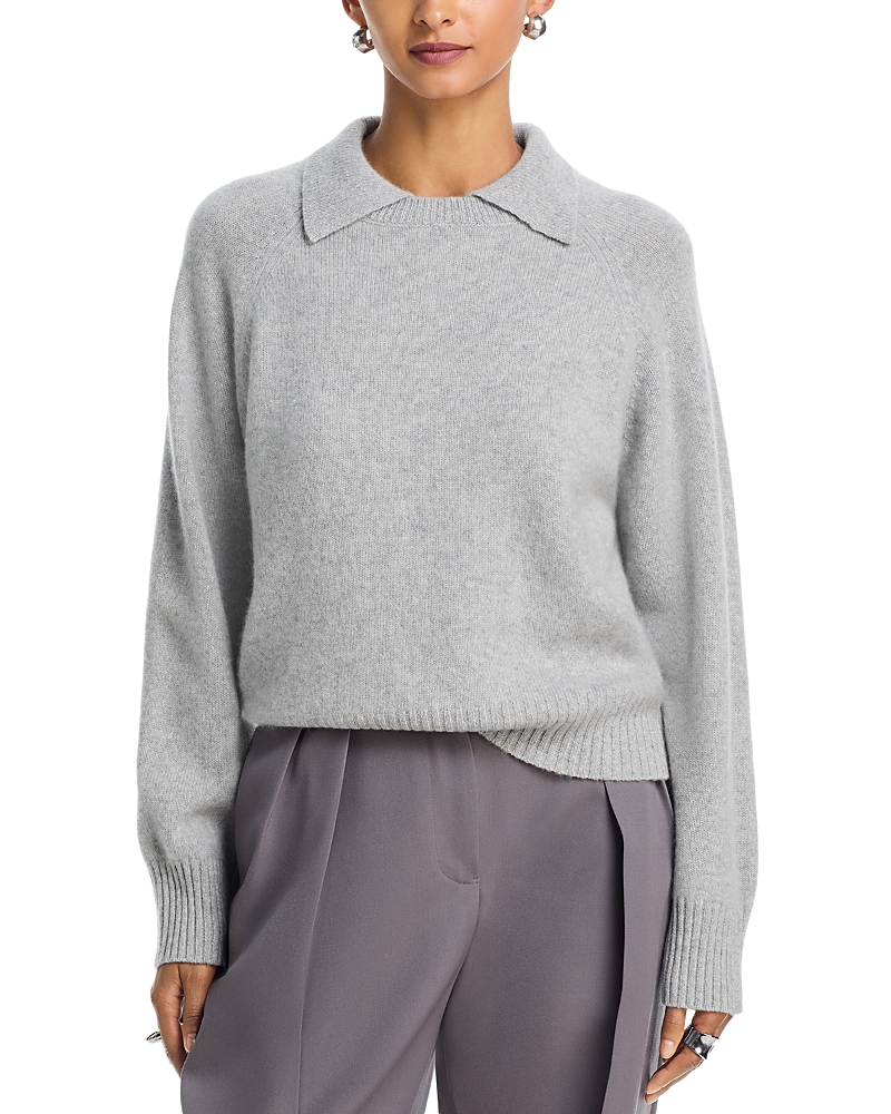 Aqua Cashmere Collared Crewneck Sweater - Exclusive