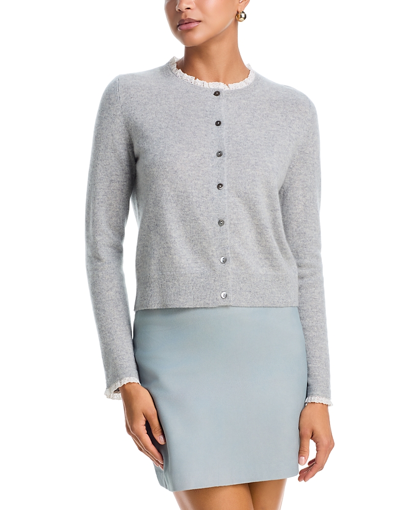 Aqua Cashmere 100% Cashmere Crewneck Cardigan Sweater - Exclusive