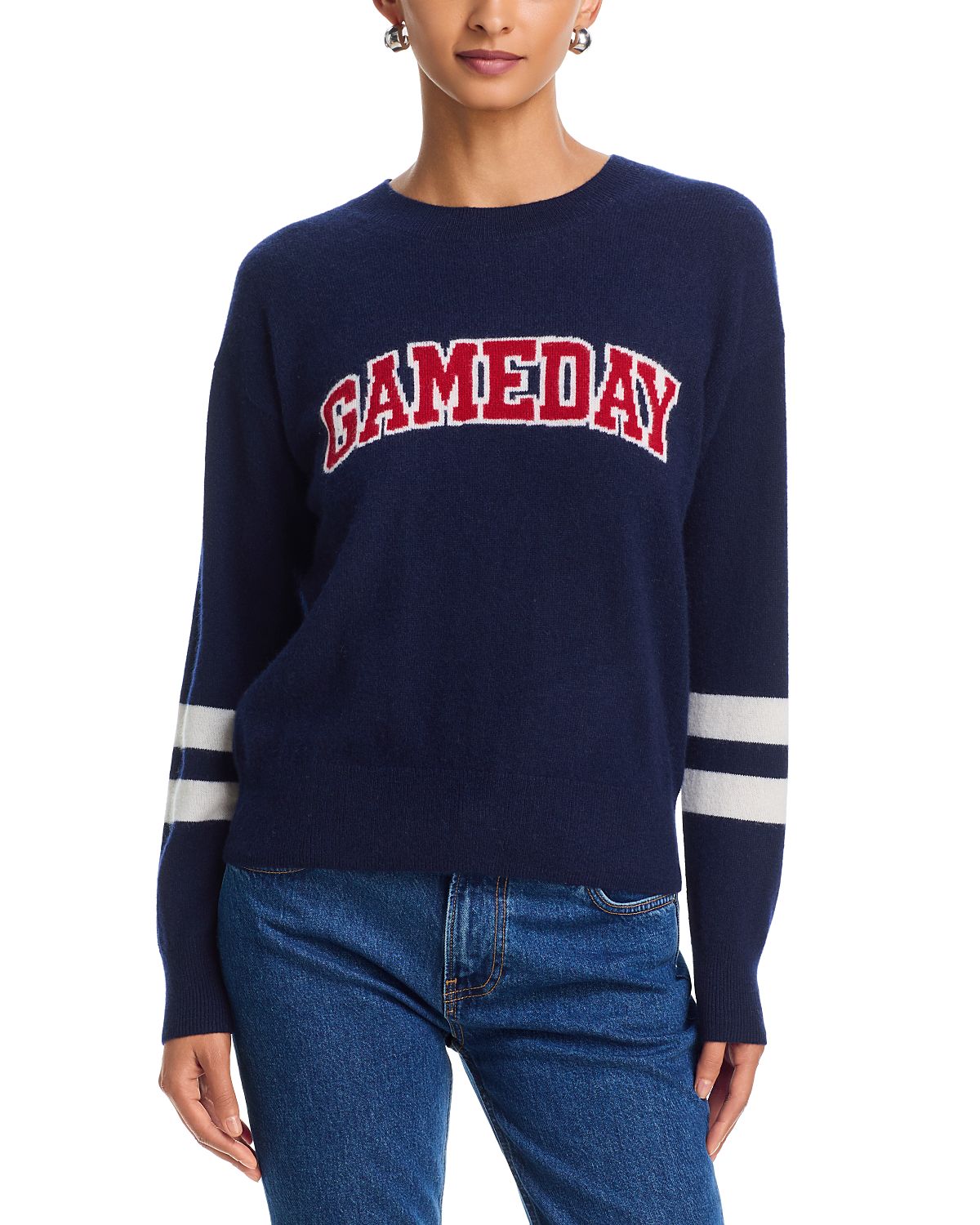 Aqua Cashmere Gameday Varsity Stripe Sweater - Exclusive
