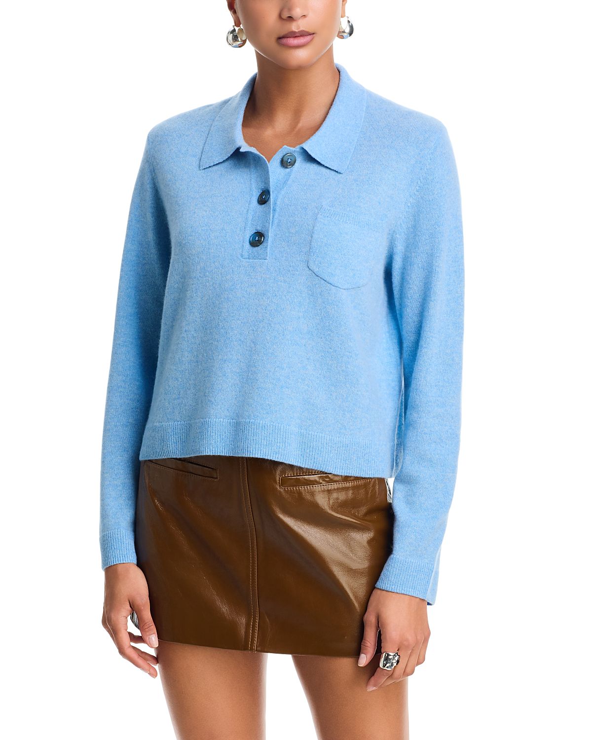 Aqua Cashmere 100% Cashmere Polo Sweater - Exclusive