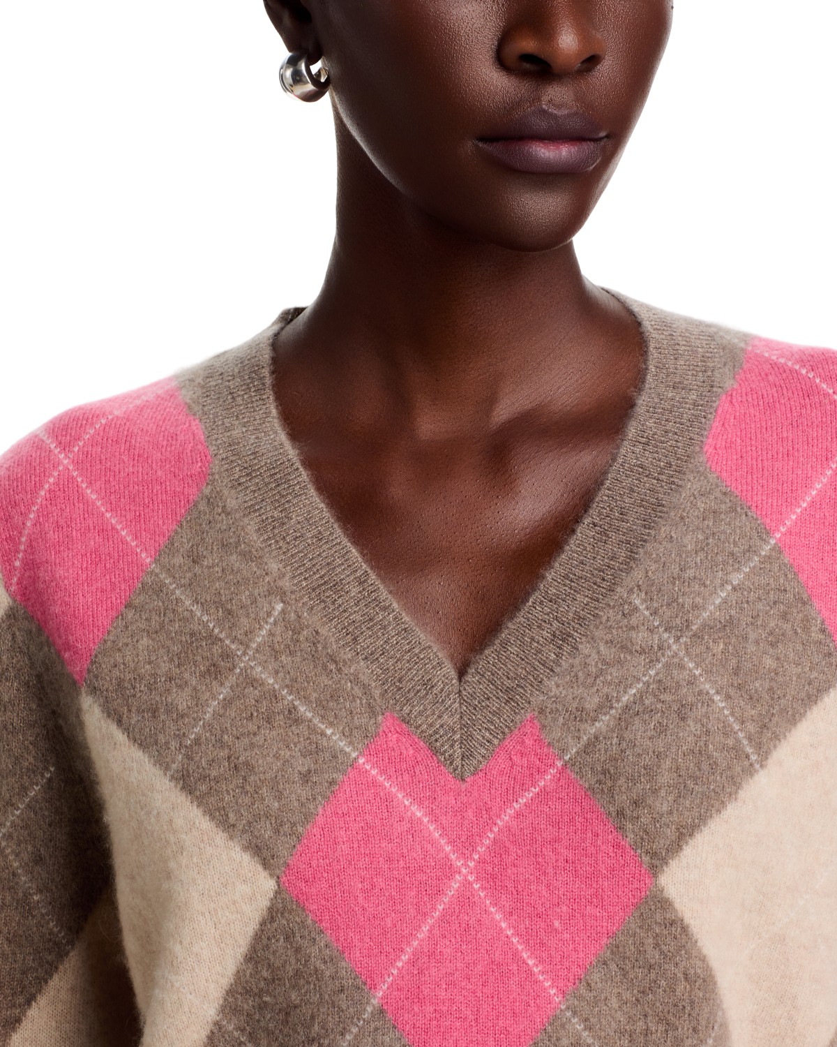 Argyle V Neck Cashmere Sweater - Exclusive